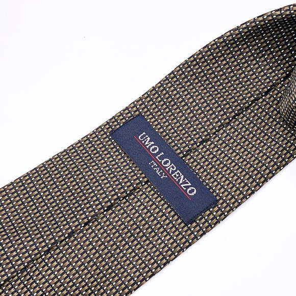 Umo Lorenzo Tie Green Silk Geometric Pattern - Picture 4 of 6